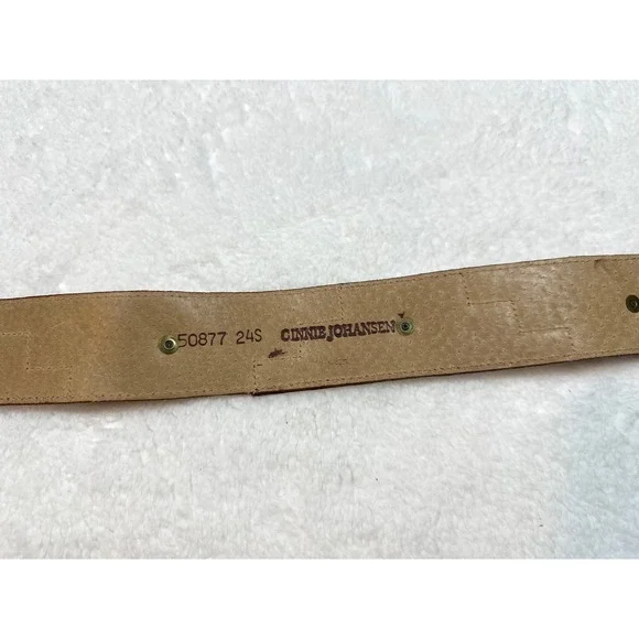 vtg Ginnie Johansen Womens leather belt 24S 50877 aztec metal buckle Thunderbird - Picture 6 of 9